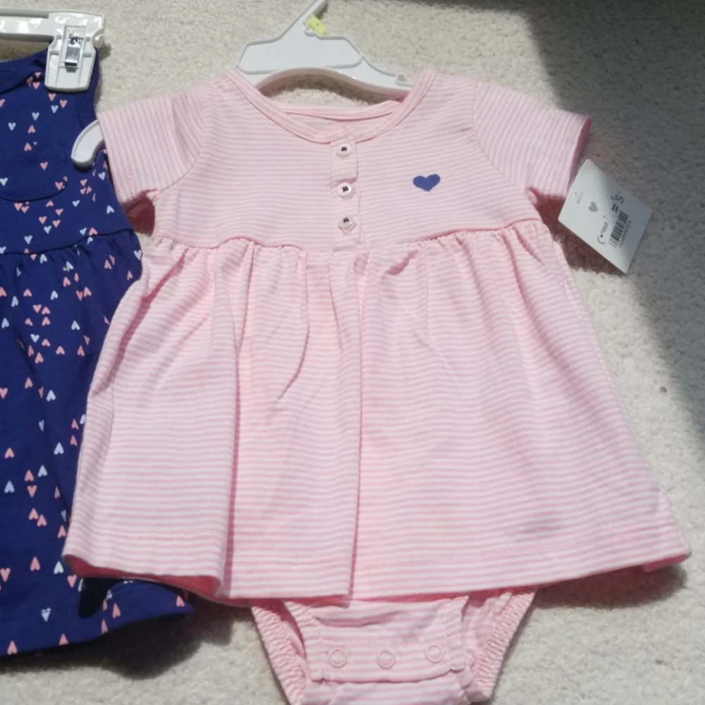 2 Carter's summer dresses pink and blue